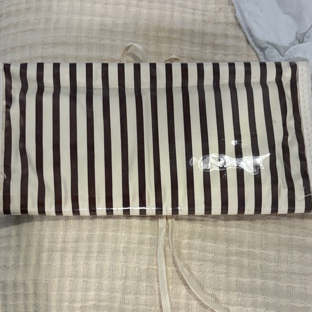 henri bendel Brown and Cream Striped Travel Pouch VINTAGE NWT - Picture 6 of 6